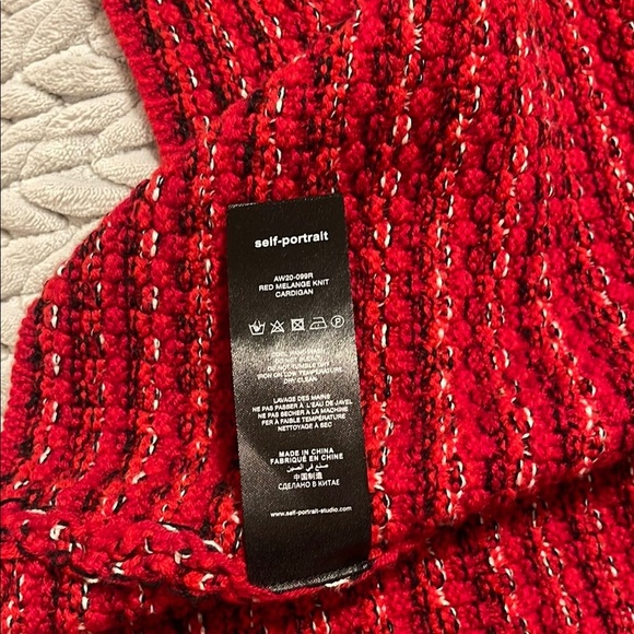 Self-Portrait Red Textured Knit Cardigan - Picture 8 of 8
